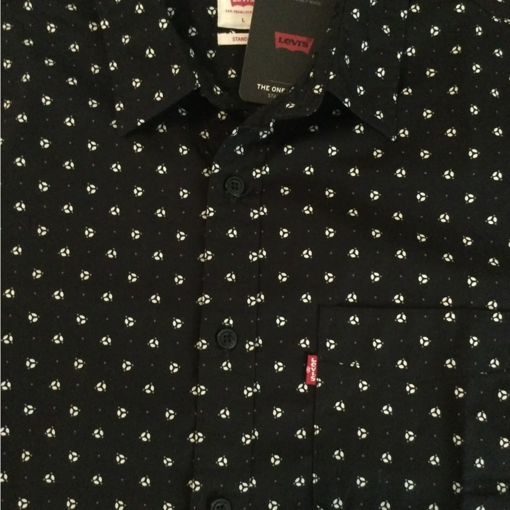 Men's Black and White Patterned Shirt - Picture 6 of 6